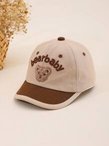 Kids Short Brim Baseball Cap, Corduroy Bear Embroidery, Fashion For Spring Autumn Outdoor, Toddler Baseball Cap