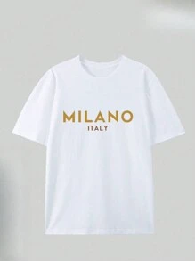(220 Pure Cotton T-Shirt)    Men's Summer Round Neck Short Sleeved Casual Pure Cotton  MILANO ITALY