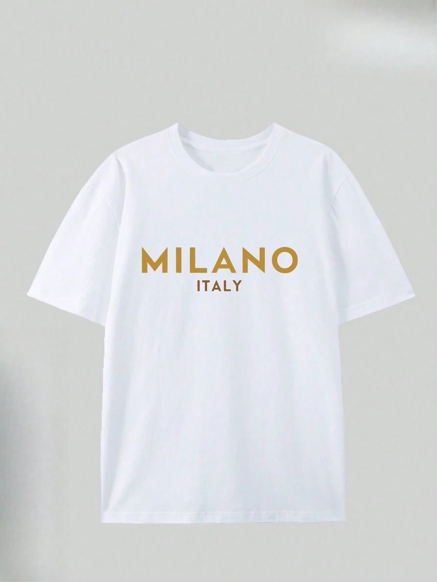 (220 Pure Cotton T-Shirt)    Men's Summer Round Neck Short Sleeved Casual Pure Cotton  MILANO ITALY