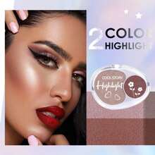 coolstory 荧光笔，双色调，奶油质地，面部、眼部和身体亮泽和塑形，可用作闪亮眼影盘 - 彩色 - 查看 14