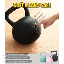DlandHome Soft Kettlebells,Iron Sand Filled Weights Strength Training Kettlebells,Shock-Proof Weights And Wide-Grip Handle,Fitness Soft Kettlebells For Women Men,Home Gym Kettlebells, Black - 黑色的 - 查看 4