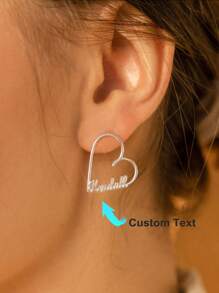 1 Paar Herz-förmige Ohrringe mit individuellem Namen von Caitlyn, minimalistisch, in Goldfarbe aus rostfreiem Stahl, individuell beschriftete Herz-Ohrringe, handgemacht, Hochzeit, Valentinstag Schmuck, perfektes Geschenk für sie