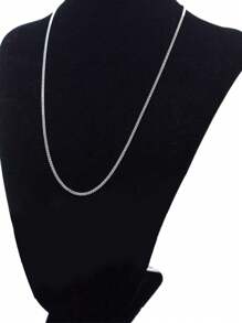 Colar Unissex Corrente Masculina Aço Inoxidável Banhado a Prata 925 2.5 mm - Prata - Visão 3