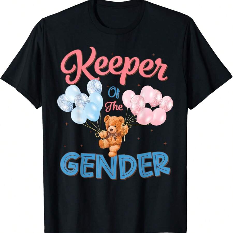 Keeper Of The Gender Reveal Baby Bear Balloons Party T-Shirt