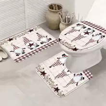 4 piezas Conjunto de cortina de ducha de enanitos divertidos, cortina de ducha con estrella de Texas, cortina de ducha a cuadros rojos y beige, cortina de ducha de madera blanca de estilo rústico, cortina de baño decorativa impermeable de tela con 12 ganchos, alfombra de baño antideslizante, conjunto de alfombra de baño, alfombra de baño, alfombra de asiento de inodoro, alfombra en forma de U antideslizante, cortina de ducha con 12 ganchos, accesorios de baño de decoración de otoño de 70.8 "X 70.8, de vuelta a la escuela - Multicolor - Ver 4