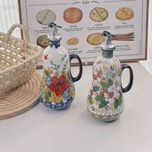Ceramic Oil Pot Household Anti Hanging And Leak Proof Vegetable Oil Bottle Kitchen Heat-Resistant Peanut Oil Soy Sauce Olive Oil Bottle Vinegar Pot