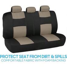 BDK PolyPro Car Seat Covers Full Set In Charcoal On Black – Front And Rear Split Bench For Cars, Easy To Install Cover Set, Accessories Auto Trucks Van SUV