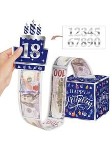 1 Set Happy Birthday Money Gift Box, Surprise Party Cash Box, Suitable For All Ages Party Decor, Funny Money Pull Out Box Set - Multicolor - View 3