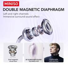 Miniso X68 AI Translation True Wireless Open EarHeadphones, 38Hrs Long BatteryPlaytime For Music Work Earphones, Not In Ear Earbuds For Beige Purple Black