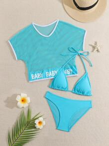WD VEST 3 Piece Women's Youth Beach Set - Style And Comfort For Summer 2025 J3101 - 藍色 - 查看 1