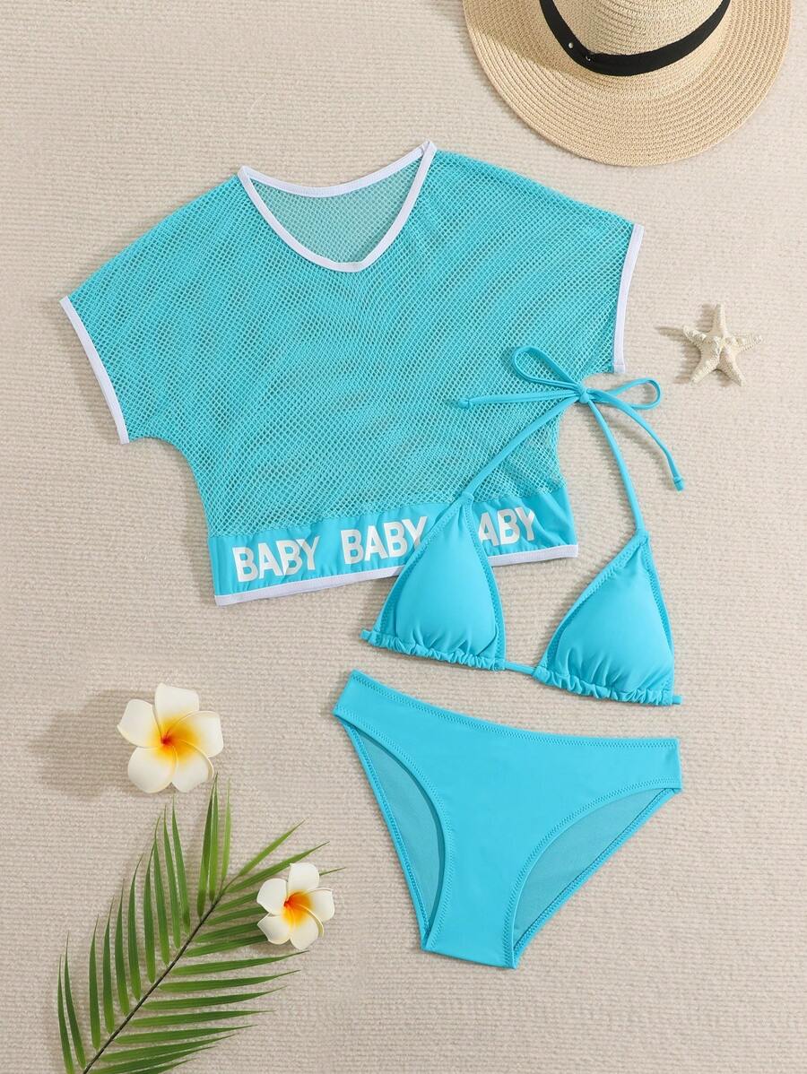 WD VEST 3 Piece Women's Youth Beach Set - Style And Comfort For Summer 2025 J3101 - 藍色 - 查看 1