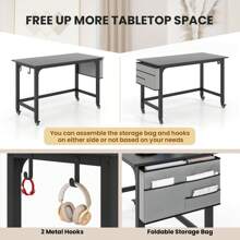 Mobile Computer Desk 120cm Home Office Desk With Storage Bag - Black - View 8