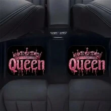 4 piezas de alfombrillas de piso de automóvil de lujo premium, hechas de material de piel sintética de poliéster, antideslizantes, resistentes al desgaste, fáciles de limpiar y lavar, aptas para la mayoría de sedanes y SUV, con elegante patrón de corona impreso - Unitalla - Ver 5