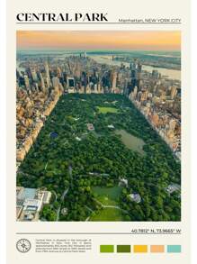 1 pieza Póster de escena de viaje a Nueva York con pintura en lienzo de las Montañas Catskill, Central Park y el Valle del Río Hudson para decoración de oficina y hogar sin marco