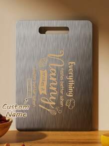 1pc Customizable Stainless Steel Cutting Board, Double-Sided, Easy To Clean, Chopping Board For Meat, Vegetables, Fruits - Kitchen Essential