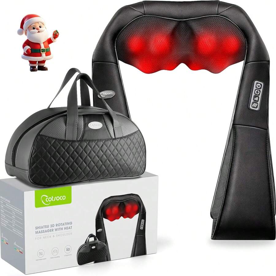 Shiatsu Shoulder Neck Back Massager With Heat, Electric Deep Tissue Massage Pillow For Pain Relief, Ideal Gift For Mom/Dad