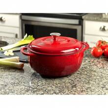 Mercer Culinary Enameled Cast Iron Round Dutch Oven, 6 Qt., Navy Blue - Red - View 9