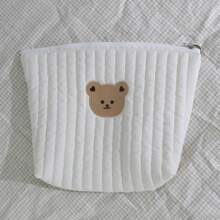 حقيبة وضع الحفاضات والزجاجات للأطفال والماكياج الخاصة بالأمهات، مزينة بطباعة كرتونية للحيوانات وسحّاب، منظم للسفر، قطعة واحدة