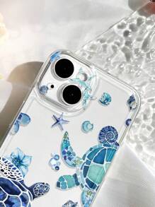 1pc Transparent Soft Phone Case With Ocean Elements, Sea Turtle & Starfish Design, Non-Slip, Compatible With IPhone 11/12/13/14/15/16 Pro Max Waterproof Shockproof Anti-Fall Scratch Resistant,International Version, Not The Domestic Version - Multicolor - View 3