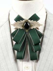 1pc Ladies' Casual Solid Color Imitation Gemstone Wing Bow Tie, Suitable For Dating, Party & Event Outfits Vintage  Christmas - Multicolor - View 14