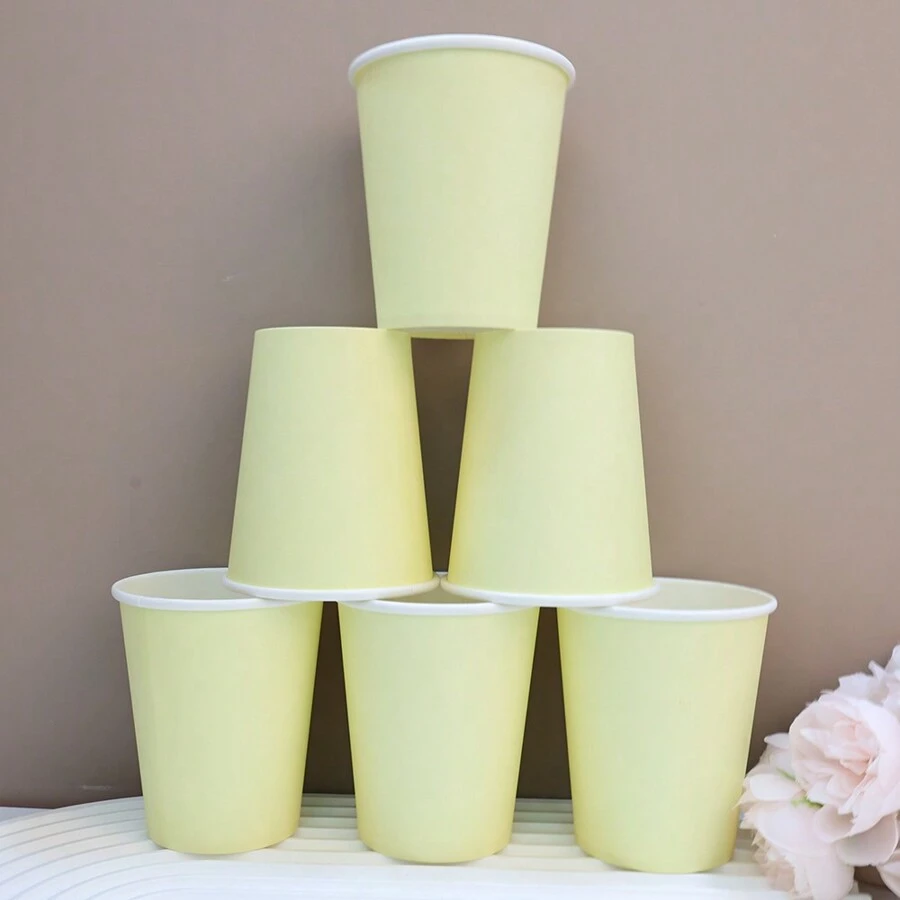 10/20/60pcs,Sage Green Paper Cups - 9oz Disposable Coffee Cups Paper Cups For Hot Drinks/Cold Cups - Disposable Cups 280 GSM Hot Tea Cups & Coffee Cup To Go - Paper Party Cups - Sage Green - View 1