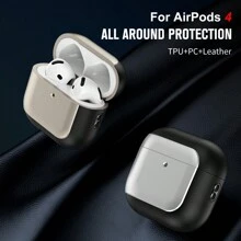 Custodia protettiva anti caduta placcata in pelle compatibile con Apple AirPods 4, custodia per cuffie Bluetooth 1/2, custodia per AirPods Pro di 2a generazione e 3a generazione
