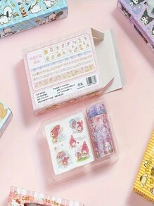 Sanrio 1SET Sanrio Hand Account Sticker Set Cartoon 32 Pack Hand Account Stickers Cute Fashion DIY Stickers Gift Box Tape