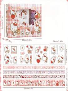Sanrio 1SET Sanrio Hand Account Sticker Set Cartoon 32 Pack Hand Account Stickers Cute Fashion DIY Stickers Gift Box Tape