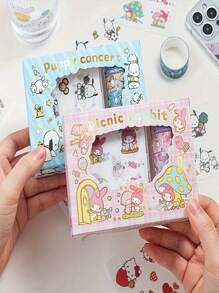Sanrio 1SET Sanrio Hand Account Sticker Set Cartoon 32 Pack Hand Account Stickers Cute Fashion DIY Stickers Gift Box Tape
