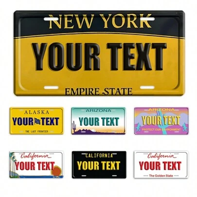 Customizable Vintage Metal License Plate Wall Art, American Styled Metal Decor, 12"X6" Personalized 2D Metal Plaque, UV Crafted, No Electricity Needed, Suitable For Home, Bar, Cafe And Garage, Fits Various Occasions Gifts Birthday Graduation