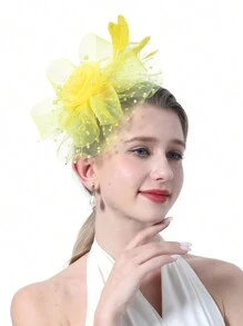 这款优雅的头饰由鲜花、网纱、丝带、发箍和发夹组成，适合女孩和女士参加茶会。 - 彩色 - 查看 19