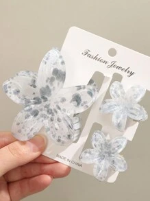 3pcs Elegant Plastic Flower Hair Clips, Spring/Summer Hair Accessories For Women,Hair Claw,Claw Clips,Hair Jaw Clip,Hair Clutch - Multicolor - View 6