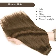Brown Clip In Straight Hair Extension Light Brown Color Human Hair Virgin 22 26 Inch #8 Color Hair Ready To Ship - S8 - View 4