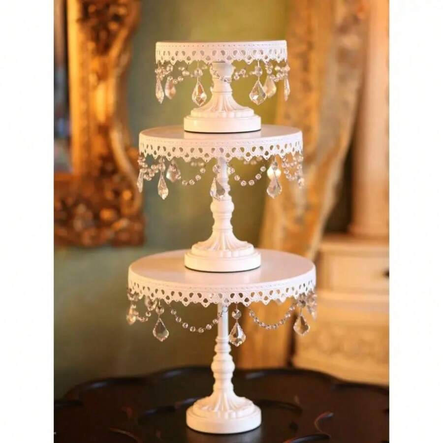 3 Piece Antique Cake Stand Set Round Metal Cupcake Stand