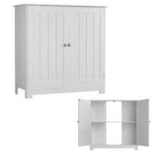 Lucn Modern Style Kitchen / Bathroom Under Sink Cabinet Washroom Sink Storage Unit Floor Free Standing Cupboard Restroom Basin Cupboard With Shelf, Simple White With Carved Lines, Waterprof And Moisture-Proof, U-Shaped Opening Design, MDF Boards, Adjustable Shelf Height, Double Door, Magnetic Attraction, 60*60*30 CM (Under-Sink Cabinet) - White - View 4