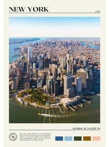 1 pieza Póster de escena de viaje a Nueva York con pintura en lienzo de las Montañas Catskill, Central Park y el Valle del Río Hudson para decoración de oficina y hogar sin marco