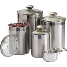 Kitchen Canister Set - Airtight Stainless Steel Canisters With Glass Lids - Organization Containers For Kitchen - Ideal For Dry Food, Flour, Sugar, Coffee, Rice, Tea & Pantry Storage (8 PCS Large) - SOGlassLidLargeSet - View 2