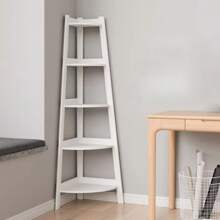 [1pc 3-Shelf Multi-Functional Bookshelf] 1pc Modern Nordic-Style PP Corner Bookshelf - Multi-Functional White Storage Rack With 3 Shelves For Office, Home Study, Balcony Flower Display & More