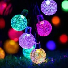 10M 80 Luces LED de colores con bombillas redondas pequeñas para decoración exterior y del jardín - Luces LED impermeables con longitud de 10M, perfectas para decoración de paredes y habitaciones, ideales para entornos festivos de jardín y patio, alimentadas por una caja de baterías (baterías no incluidas)