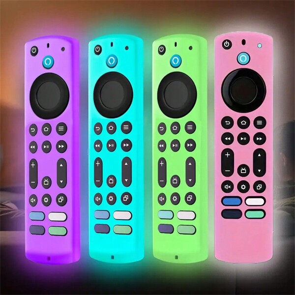 1 pieza Funda de silicona que brilla en la oscuridad para el control remoto del Fire TV Stick 4K Max 2023 2nd/Fire TV Omni Series/ Fire TV 4-Series/Insignia Fire TV de 6.2 pulgadas con cordón