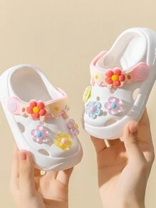 Kids Summer Indoor Floral Anti-Slip Soft Sole Slip-On Hollow Out Sandals