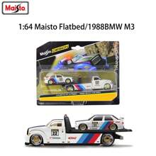 Burago 1:64 1988BMW M3 2021 Bronco Wildtrak Modified Car Transporter Set Simulation Alloy Flatbed Tractor Trailer Car Model Toy Christmas Birthday Gift For Collectors