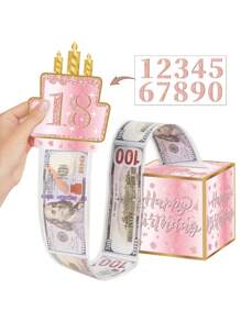 1 Set Happy Birthday Money Gift Box, Surprise Party Cash Box, Suitable For All Ages Party Decor, Funny Money Pull Out Box Set - Multicolor - View 7