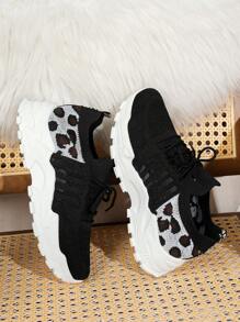 女士轻便跑步鞋，透气系带户外网眼训练运动鞋，舒适步行运动鞋 - 黑色 - 查看 5