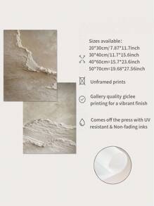 2pcs/Set Ocean Wave Canvas Art Set, Beige Textured Abstract Wall Decor For Living Room, Bedroom, Office, Dining & Bathroom - Frameless Home Decoration