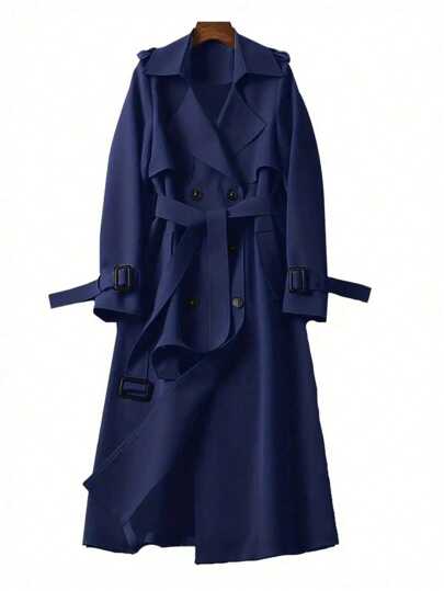 Abrigo tipo gabardina para mujer con doble botonadura