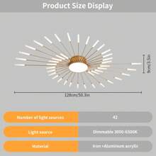 42 Lights Modern Flower-Shaped Ceiling Light , Recessed Metal & Acrylic Firework Petal LED Fixture For Living And Dining Rooms ,Remote Control Included - 金色 - 查看 17