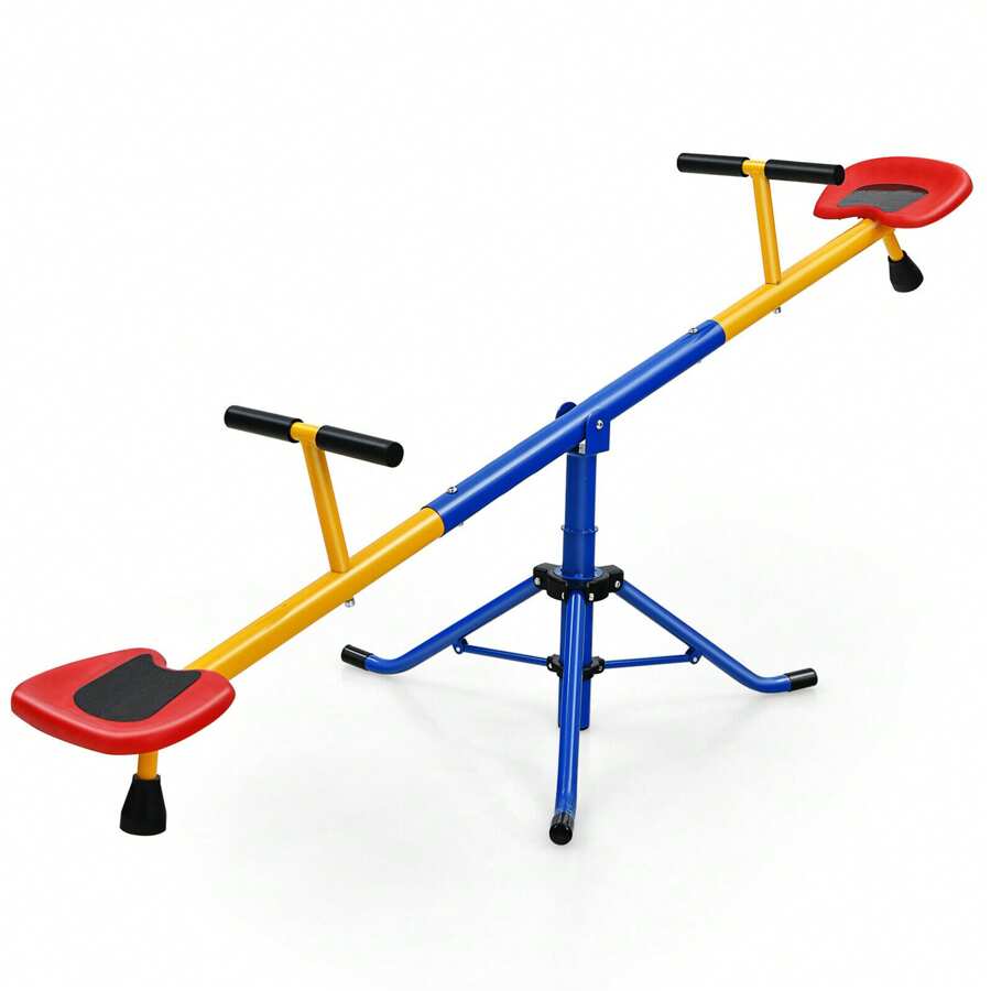 Homasis Kids Seesaw Swivel Teeter Totter Playground Equipment 360° Rotation - Blue, yellow, red, black - View 1