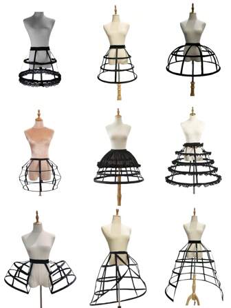 1pc Women's Black/White 4-Season, Cool Summer Petticoat, Short Petticoat, Lolita Petticoat, Bride Wedding Dress Voluminous Petticoat, Asymmetric Petticoat, 2-Steel Lace Edge Petticoat, 2-Steel Pumpkin Shape Petticoat, 3-Steel Barrel Shape Petticoat, 2-4 Steel Chiffon Edge Petticoat, 3-4 Steel Double Edge Petticoat, 4 Steel Cross Shape Petticoat, 5 Steel Open Slit Petticoat, Multi-Layer Hollow Steel Boned Cage Crinoline, Adjustable Baroque & Rococo Style Petticoat, Suitable For Wedding, Party, Performance, Cosplay