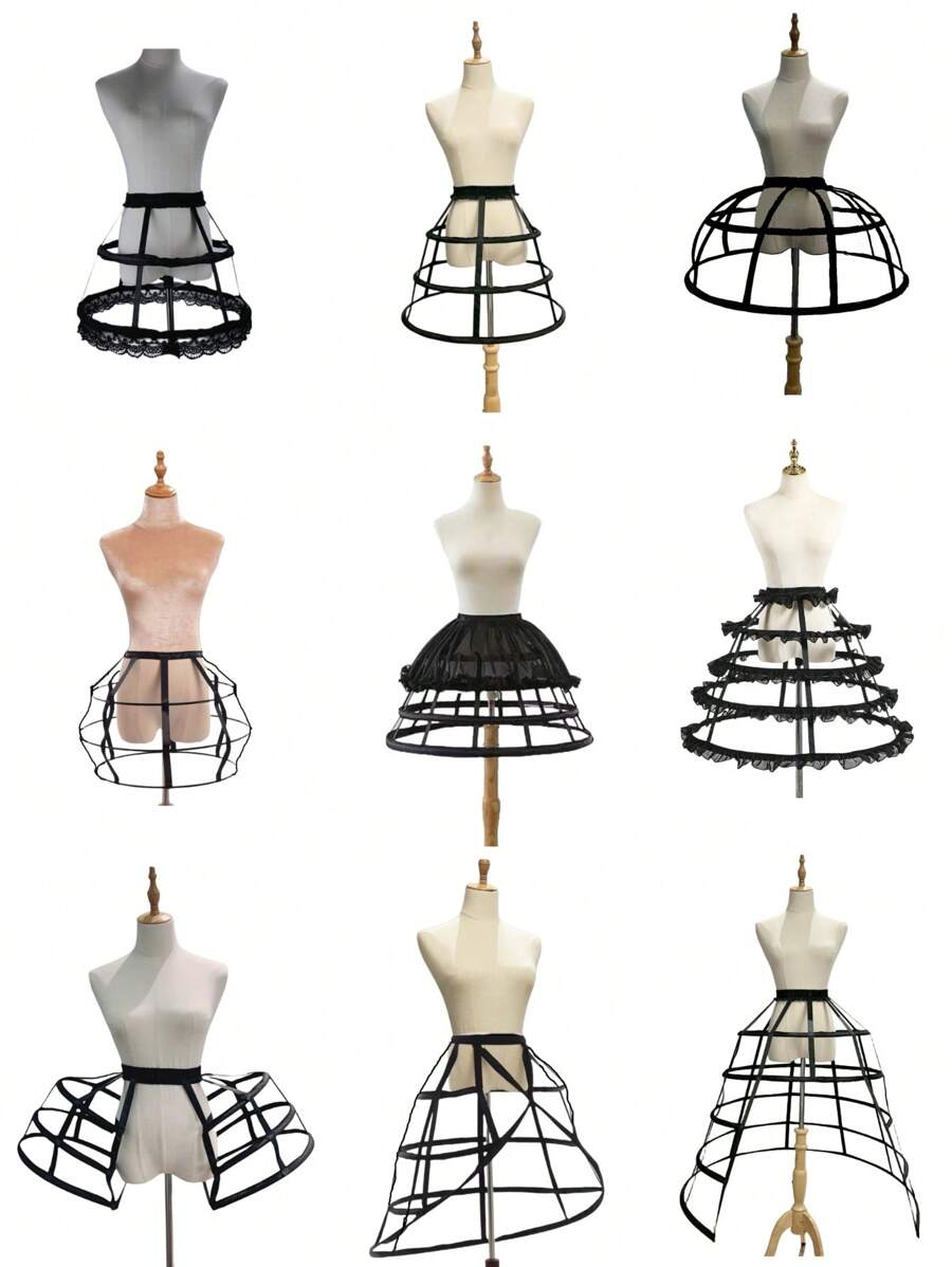 1 pezzo Sottogonna per donna in bianco/nero, per 4 stagioni, fresca per l'estate, sottogonna corta, sottogonna stile Lolita, sottogonna voluminosa per abito da sposa, sottogonna asimmetrica, sottogonna con 2 stecche in pizzo, sottogonna a forma di zucca con 2 stecche, sottogonna a forma di barile con 3 stecche, sottogonna con bordo in chiffon con 2-4 stecche, sottogonna a doppio bordo con 3-4 stecche, sottogonna a croce con 4 stecche, sottogonna con fessura aperta con 5 stecche, gabbia a più strati in acciaio forato, sottogonna stile barocco e Rococo regolabile, adatta per matrimonio, festa, esibizione, cosplay
